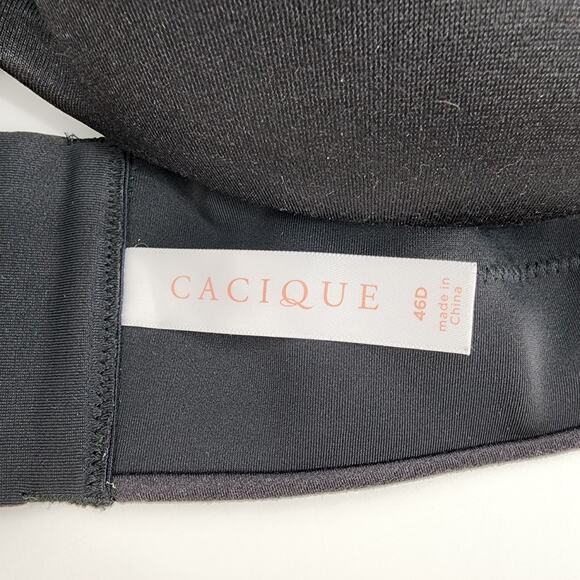 Cacique Black Lightly Lined Balconette Medium Coverage Underwire Bra Size 46D - Picture 2 of 4